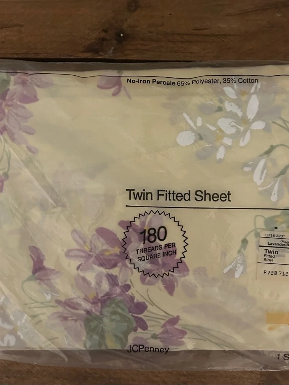 JCPenney Cream and Lavender Floral Twin fitted and flat sheets